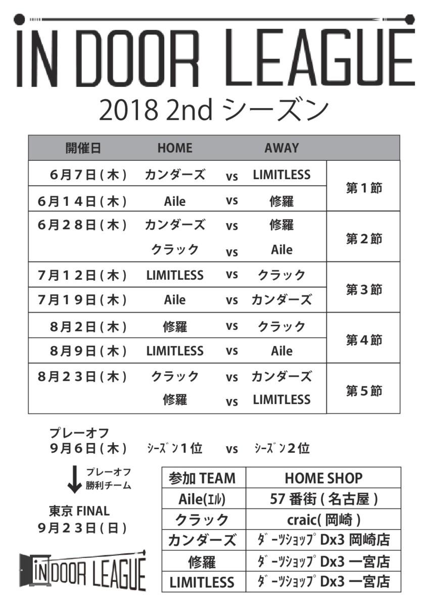 indoor league 2018 3rdシーズン　スケジュール