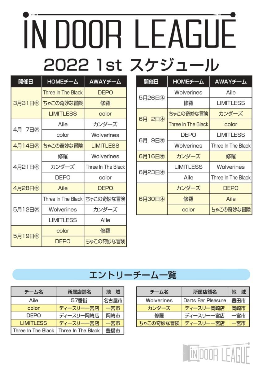 indoor league 2022 1stシーズン　スケジュール