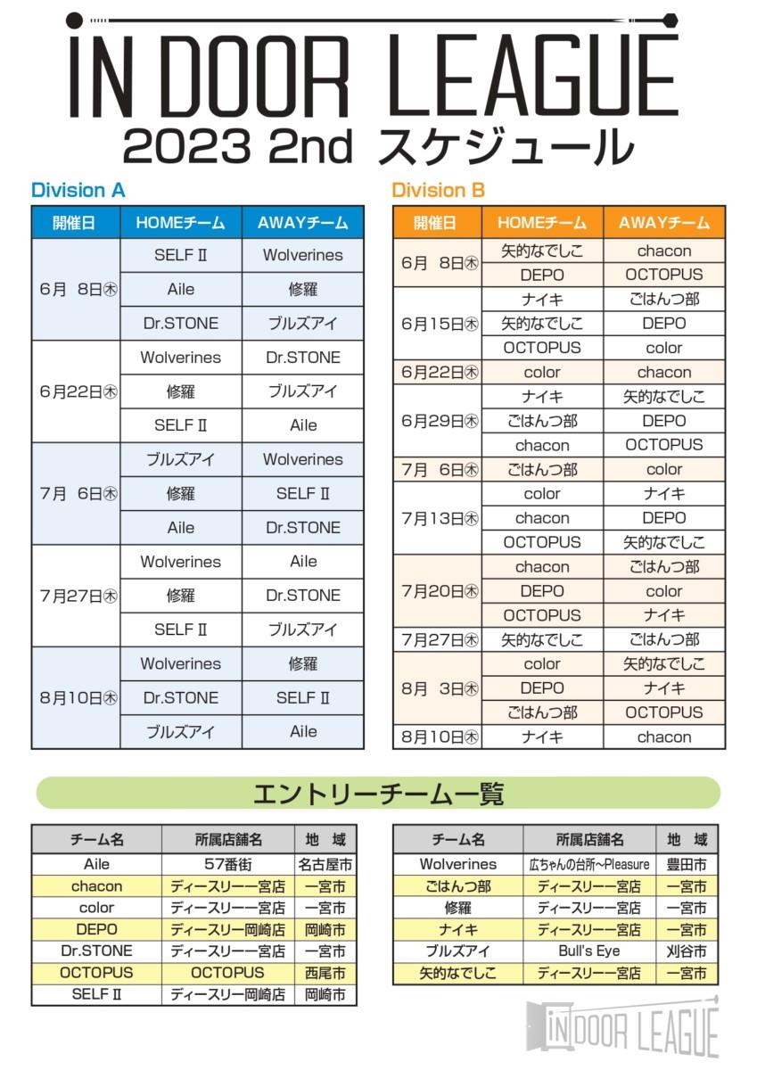 indoor league 2023 2ndシーズン スケジュール